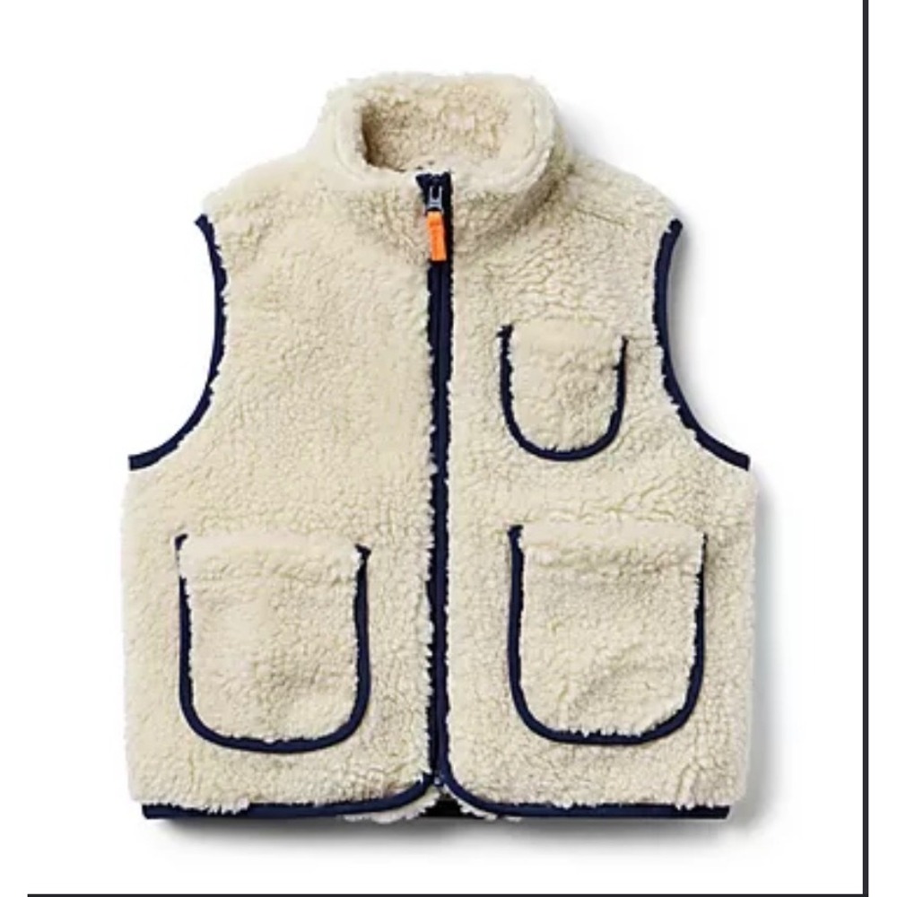 Janie and Jack Sherpa Teddy Fleece Vest Kids 12-18 Months Cream Layer Cabin Cozy